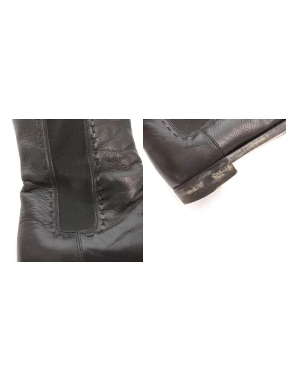 Saint Laurent Yves Side Gore Boots Long Leather 36 Black Heel - Picture 9 of 9